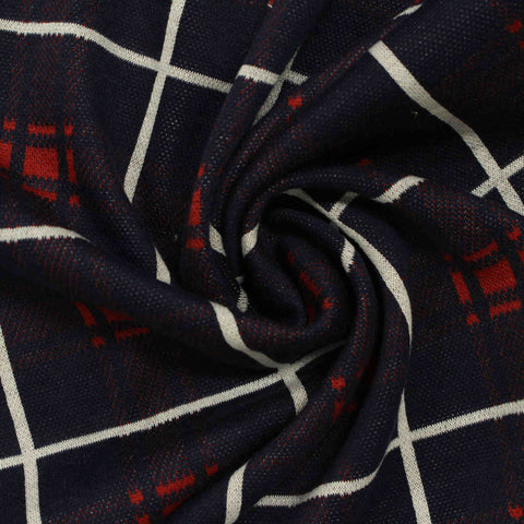 Navy Plaid Jacquard, Poly-Viscose, 260 gsm, 160 cm, ref EF-210807