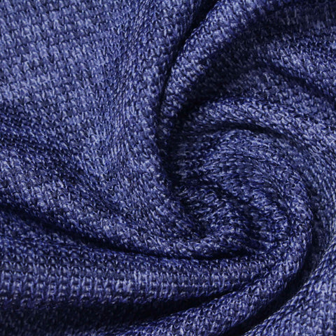 Blue Marl Rib Knit, Polyester, 230 gsm, 155 cm