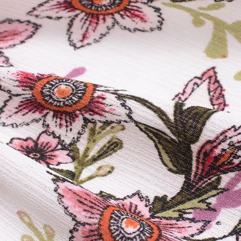 Pink Bold-Floral Crepe, Polyester