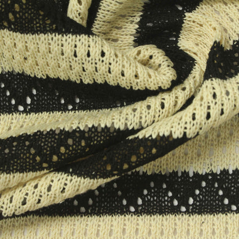 Black Stripes Pointelle Knit, Poly-Viscose