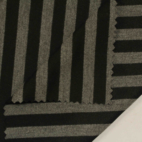 Black Stripes Interlock Knit, Poly-Viscose, 195 gsm