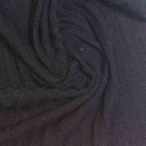 Dark Grey Vertical-Stripe Rib Knit, Poly-Viscose