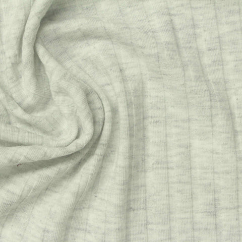 Light Grey Heathered-Marl Rib Knit, Poly-Viscose, 230 gsm