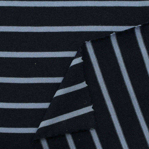 Striped Cotton Modal Jersey Knit Fabric, 130 gsm, 160 cm — Navy