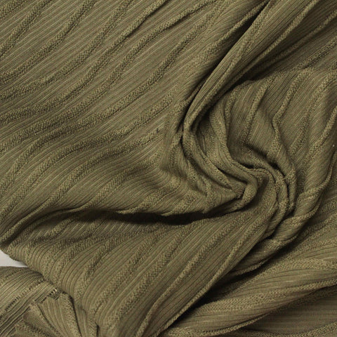 Olive Wavy-Line Crepe, Polyester