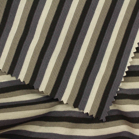 Cream Horizontal-Stripe Ponte Knit, Poly-Viscose