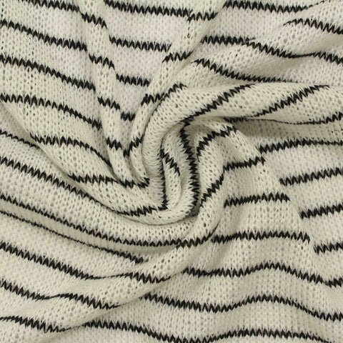 Black Horizontal-Stripe Chunky Knit, 142 gsm
