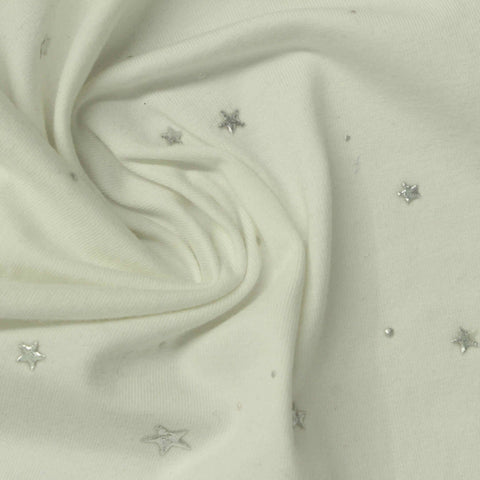 Silver Stars Jersey Knit, Cotton