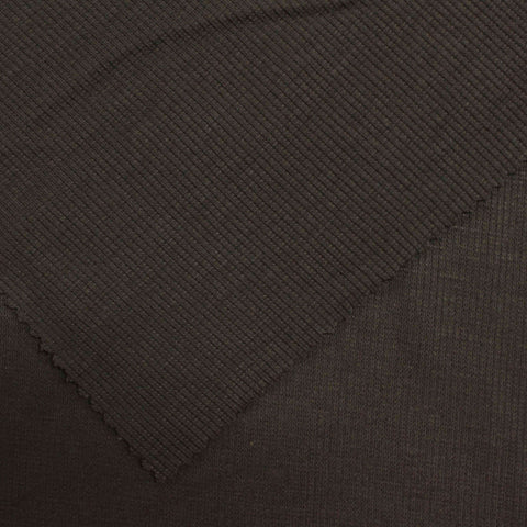 Dark Brown Marl Rib Knit, Viscose