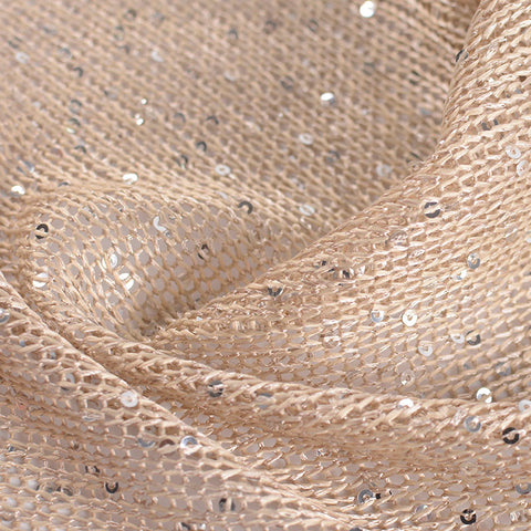 Silver Sequins Knit, Polyester, 270 gsm