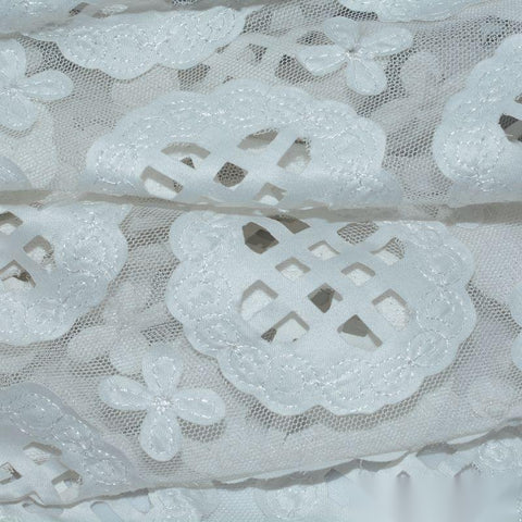 White Bold-Floral Satin, Polyester
