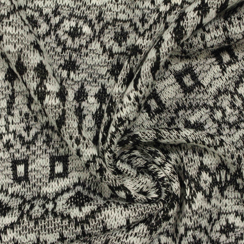 Black Geometric-Diamond Jacquard, Polyester, 162 gsm