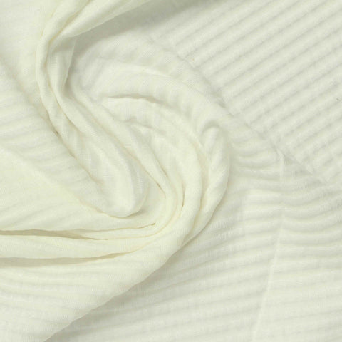 Striped Polyester Stretch Knit Fabric, 240 gsm, 148 cm — Beige