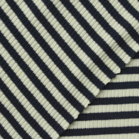 Navy Horizontal-Stripe Rib Knit, Cotton