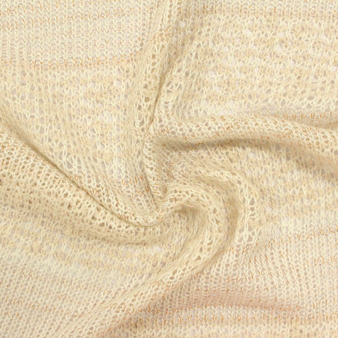 Striped Viscose Polyester Metallic Stretch Knit Fabric, 171 gsm, 160 cm — Beige