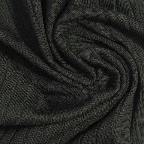 Cotton Modal Stretch Rib Knit Fabric, 157 gsm, 140 cm — Green