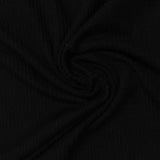 Brushed Polyester Stretch Rib Knit Fabric, 230 gsm, 175 cm — Black — photo 3