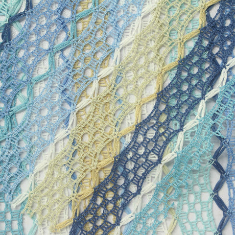 Blue Vertical-Stripe Warp Knit, Polyester, 105 gsm