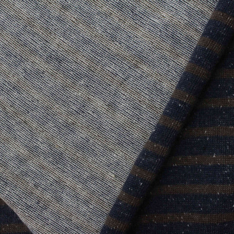 Navy Marled-Stripe Rib Knit, Cotton