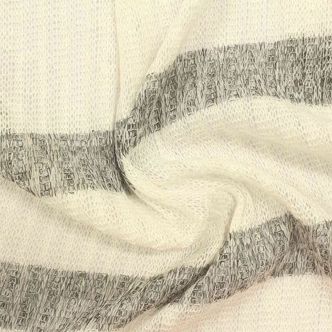 Cream Horizontal-Stripe Rib Knit, Viscose-Poly, 122 gsm