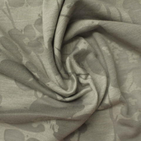 Grey Floral Jersey Knit, Poly-Viscose