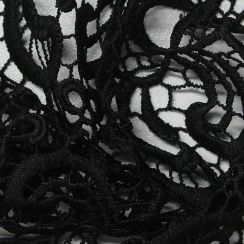 Black Floral Knit, Polyester, 100 cm