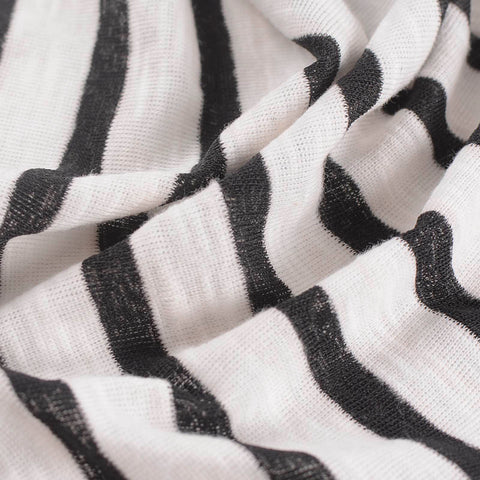 Black Vertical-Stripe Knit, Cotton-Poly, 146 gsm