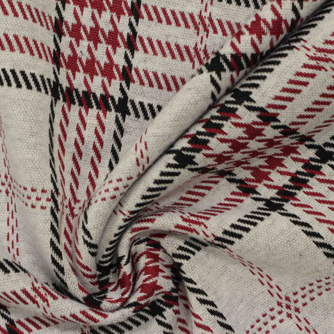 Red Plaid Jacquard, Polyester, 300 gsm, 155 cm, ref EF-210812