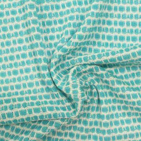 Teal Geometric-Square Chunky Knit