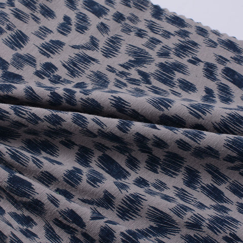Dark Blue Brushstrokes Jersey Knit, Poly-Cotton