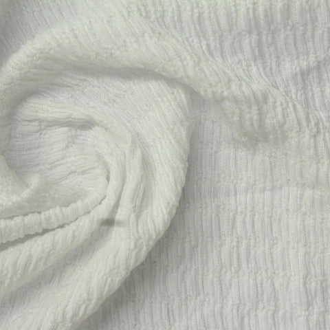 Polyester Stretch Crepe Fabric, 155 gsm, 165 cm — White