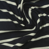 White Horizontal-Stripe Jersey Knit, Viscose-Cotton — photo 3