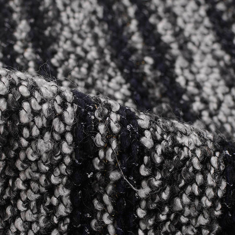 Black Horizontal-Stripe Chunky Knit, Poly-Acrylic, 430 gsm