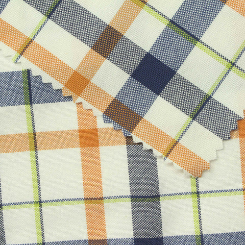 Cream Plaid Oxford, Poly-Cotton