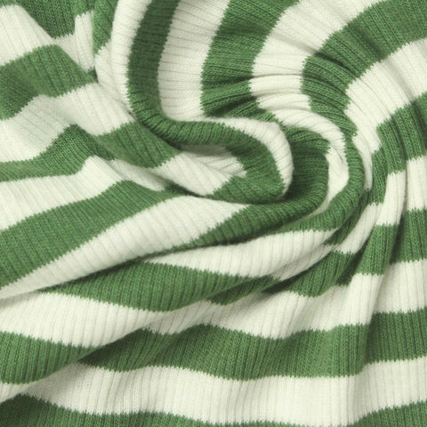 Green Horizontal-Stripe Rib Knit, Cotton