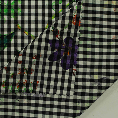 Black Floral Woven, Cotton, 105 gsm
