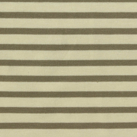 Cream Horizontal-Stripe Jersey Knit, Poly-Viscose, 190 gsm