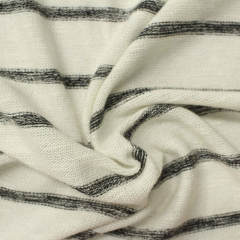 Black Horizontal-Stripe Chunky Knit, Poly-Viscose, 220 gsm, 150 cm