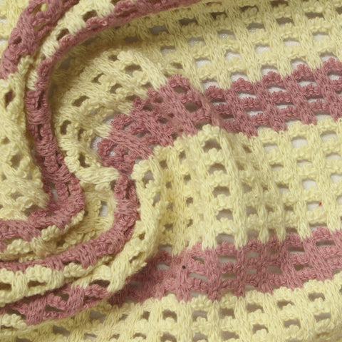 Light Yellow Horizontal-Stripe Chunky Knit, Cotton-Poly