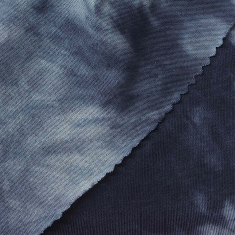Dark Blue Tie-Dye Jersey Knit, Cotton