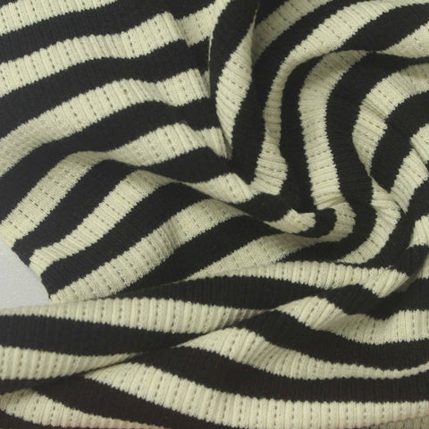 Black Stripes Rib Knit, Cotton