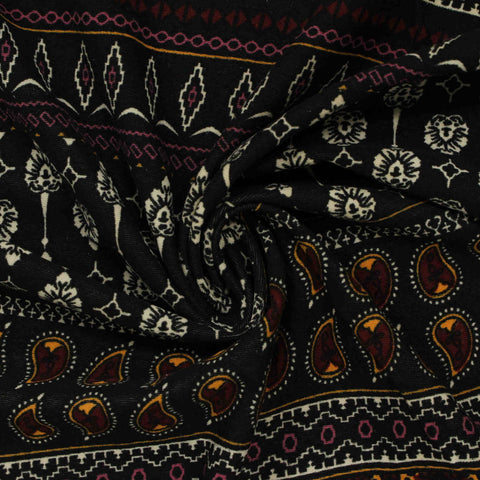 Black Paisley Milk Silk Knit, Polyester