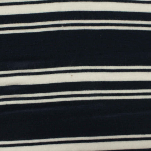 Navy Horizontal-Stripe Jersey Knit, Viscose