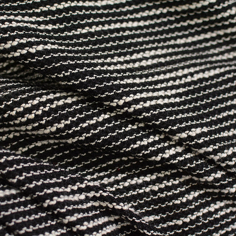 White Horizontal-Stripe Chunky Knit, Poly-Cotton, 298 gsm