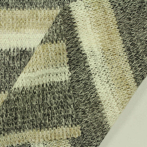 Black Horizontal-Stripe Chunky Knit, Viscose-Poly, 147 gsm