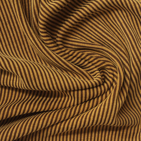 Brown Stripes Rib Knit, Modal-Poly