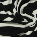 Black Horizontal-Stripe Rib Knit, Poly-Viscose — photo 3