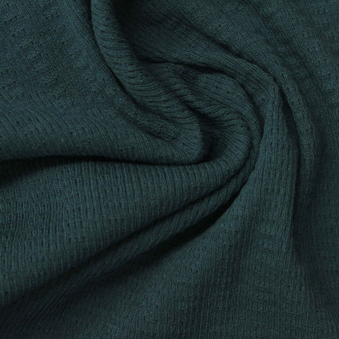 Dark Teal Tone-on-Tone Rib Knit, Cotton