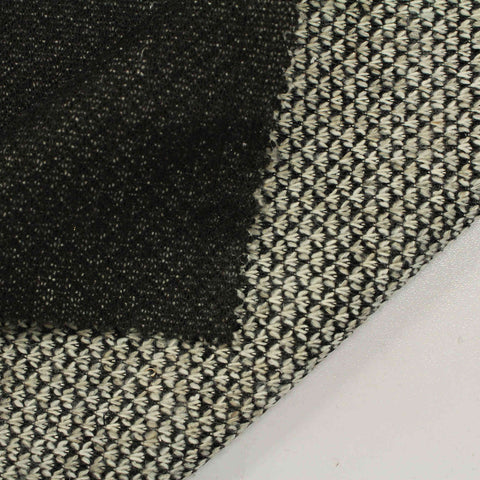 Black Marl Rib Knit, Polyester, 350 gsm