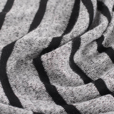 Black Horizontal-Stripe Chunky Knit, Poly-Cotton, 272 gsm
